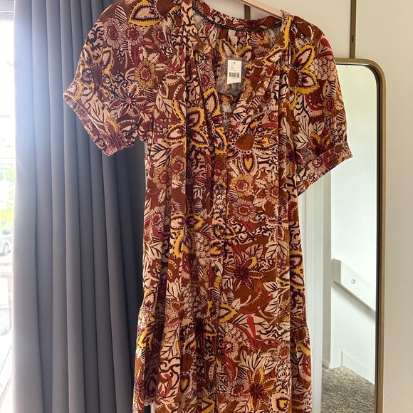 Free People Pilcro Puff-Sleeve Tunic in Red Motif NWT - Picture 2 of 4